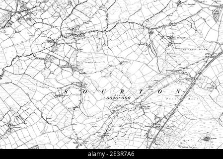 Map of Devon OS Map name 076-SW, Ordnance Survey, 1862-1898. Stock Photo