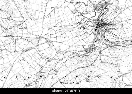 Map of Devon OS Map name 076-NE, Ordnance Survey, 1862-1898. Stock Photo