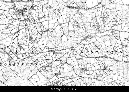 Map of Devon OS Map name 051-SE, Ordnance Survey, 1862-1898. Stock Photo