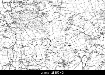 Map of Devon OS Map name 051-NE, Ordnance Survey, 1862-1898. Stock Photo