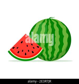 Watermelon background bite icon. Melon vector food slice cartoon fruit Stock Vector
