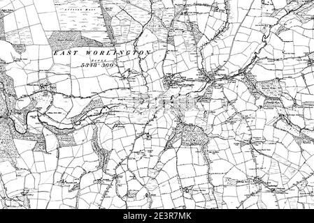 Map of Devon OS Map name 043-NE, Ordnance Survey, 1862-1898. Stock Photo