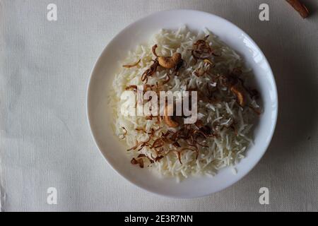 Homemade Aromatic traditional Ghee rice for special occasions like Christmas, Easter, Onam and other festivals Stock Photo