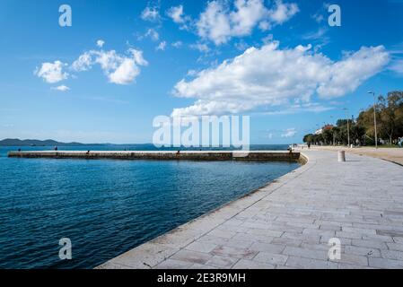 Seaside promenade in the old city, Zadar, Dalmatia, Croatia Stock Photo