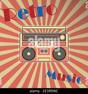 Vintage audio cassette player with the text retro music Stock Vector