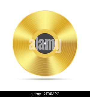 Gramophone golden vinyl disco record album. Music jukebox calssic vinyl disk Stock Vector