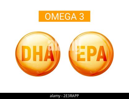 Omega 3 fatty acid dha epa capsule. Fish oil gold capsule Stock