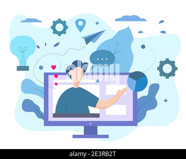 Illustration vector design of online course Stock Vector