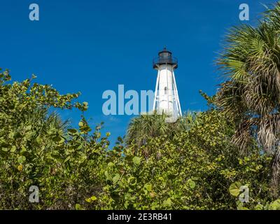 Historic Gasparilla Island Light  or range light in Gasparilla Island State Park on the Gulf of Mexico in southwest Florida in the United States Stock Photo