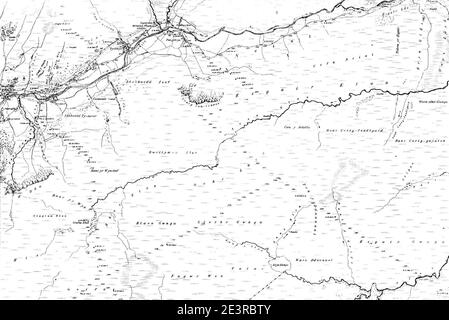 Map of Cardiganshire OS Map name 012-SE, Ordnance Survey, 1887-1891. Stock Photo