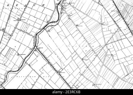 Map of Cambridgeshire OS Map name 035-SW, Ordnance Survey, 1884-1892. Stock Photo
