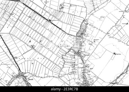 Map of Cambridgeshire OS Map name 035-SE, Ordnance Survey, 1884-1892. Stock Photo