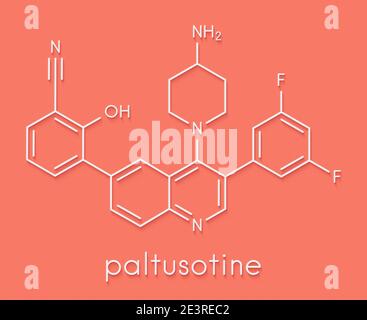 Paltusotine acromegaly drug molecule. Skeletal formula. Stock Photo