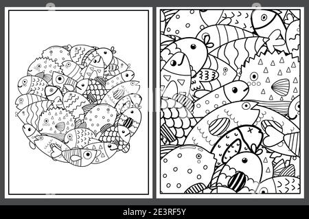 Coloring Book With Marine Animals 1 Stock Vector Image Art Alamy