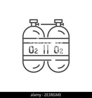 Oxygen cylinders color line icon. Editable stroke. Stock Vector