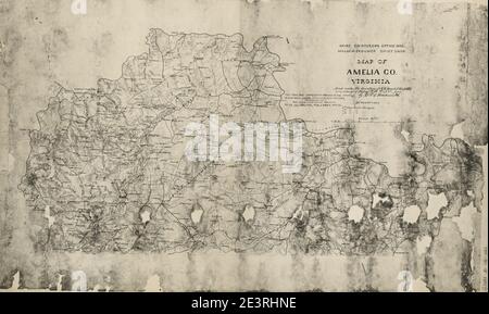 Map of Amelia Co., Virginia Stock Photo