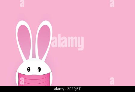 Cute easter bunny in medical mask. Stock Vector