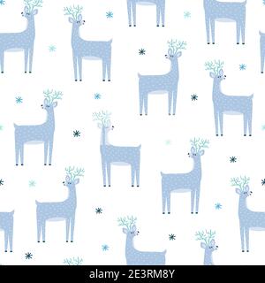 Cute reindeer seamless pattern. North Pole character background Stock Vector