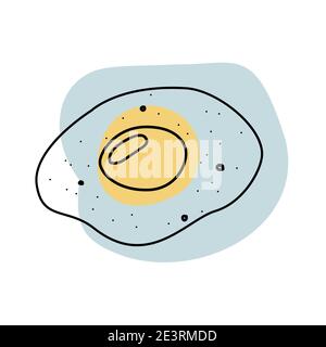 fried egg doodle icon vector illustration for web, kitchen wear Stock Vector