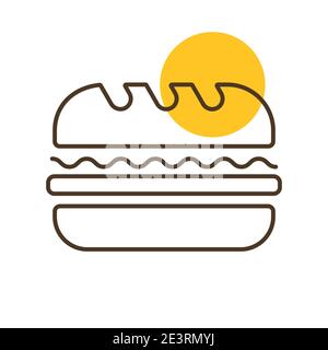 Subway Sandwich vector icon. Fast food sign. Graph symbol for cooking web site and apps design, logo, app, UI Stock Vector