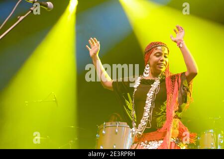 Hend El Rawy of Orange Blossom performing at the Womad Festival, Charlton Park, UK. July 24 2015 Stock Photo