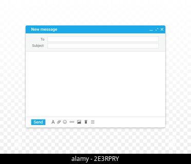 Email template mail mockup window browser. Blank screen gmail template message ui interface Stock Vector