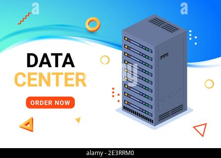 Isometric data center technology server backup big block storage digital database website Stock Vector