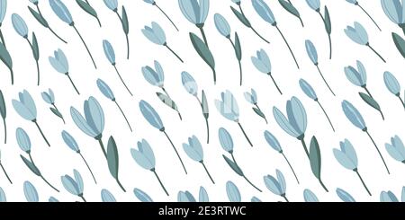 Delicate decorative seamless pattern. Blue flowers on a white background. Fabric decor. Wildflowers. Design textiles Stock Vector