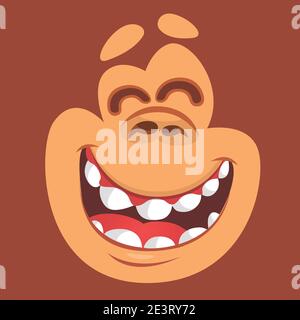 Funny cartoon monkey chimpanzee face avatar.  Isolated on white background. Vector illustration Stock Vector