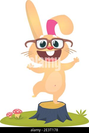 Cartoon Bunny Rabbit Character. Vector illustration. Isolated on white Stock Vector