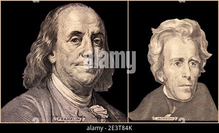 Portrait of U.S. Presidents Benjamin Franklin and Alexander Hamilton Stock Photo Alamy