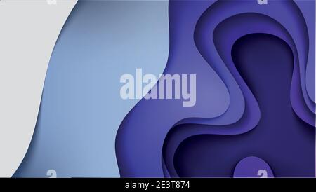 Multi-color paper layers 3D papercut with gradient on ultraviolet vector background. Abstract paper cut texture for covers, invitations, posters. Stock Vector