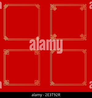 Abstract Chinese style golden frame collection set. Vector Illustration Stock Vector