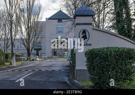 Basingstoke, UK - January 17, 2021:  Headquarters of the bank note and passport printers De La Rue in the Viables business park in Basingstoke, Hampsh Stock Photo