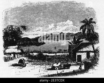 Managua 1849. Blick vom Strand auf den Managuasee. Skizze von Ephraim George Squier. Stock Photo