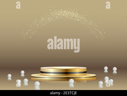 Attractive gold color stage for product display and pearl decoration. Vector. Stock Vector