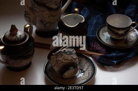 Antique Japanese Tea Set Stock Photo