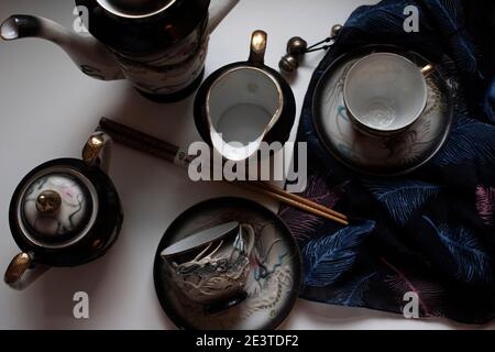 Antique Japanese Tea Set Stock Photo