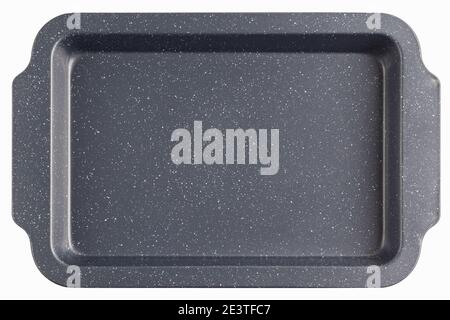 cheap thin oven-tray isolated on white background, new and empty Stock Photo