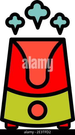 Vector colorfull illustration of a humidifier. Outline vector air cleaner icon. Air purifier emblem. Stock Vector