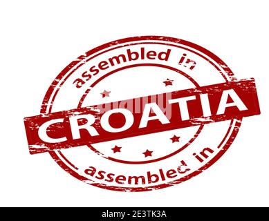 Rubber stamp with text assembled in Croatia inside, vector illustration Stock Photo