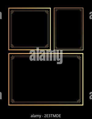 Abstract Chinese style golden frame collection set. Vector Illustration Stock Vector