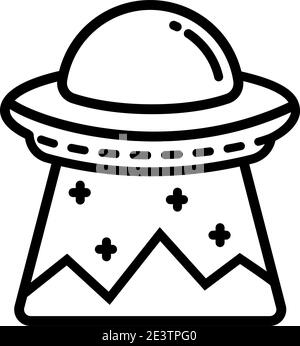 UFO outline graphic vector set in different styles isolated on a white background. Stock Vector
