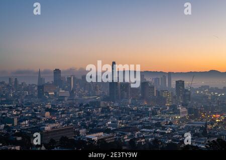 Sunrise from Corona Heights Park Stock Photo