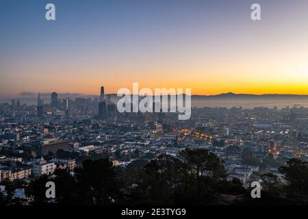 Sunrise from Corona Heights Park Stock Photo