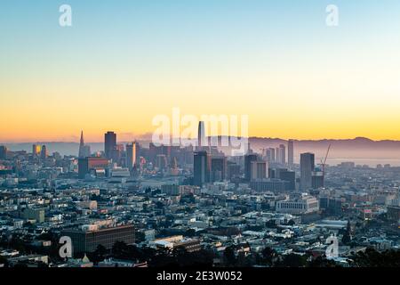 Sunrise from Corona Heights Park Stock Photo