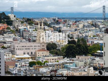 A view off the Saints Peter and Paul Church in the North Beach district of San Francisco, California, USA Stock Photo