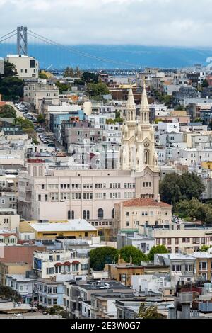 A view off the Saints Peter and Paul Church in the North Beach district of San Francisco, California, USA Stock Photo