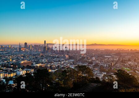 Sunrise from Corona Heights Park Stock Photo