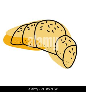 croissant egg doodle icon vector illustration for kitchen wear Stock Vector
